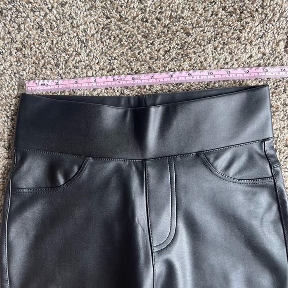 Black Faux Leather PU Women’s High Waist Leggings Cuffed Pants SMALL NWOT - Picture 7 of 10